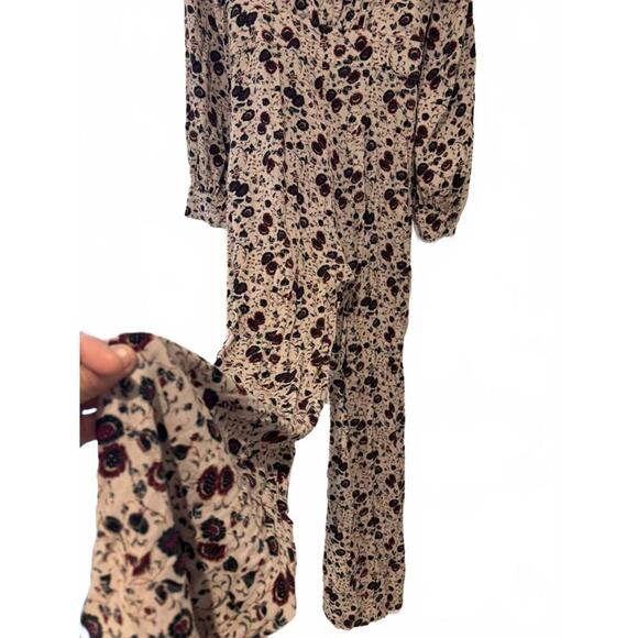 Free People Floral long sleeve boho one piece jumpsuit./romper  sz S #1665 - Picture 2 of 3